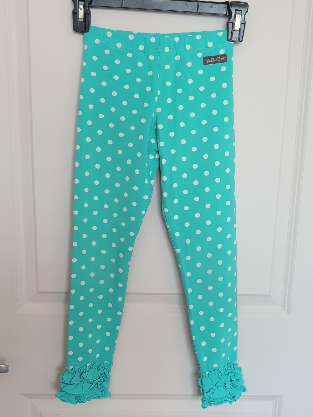 Matilda Jane Teal and White Polka Dot Ruffle Leggings